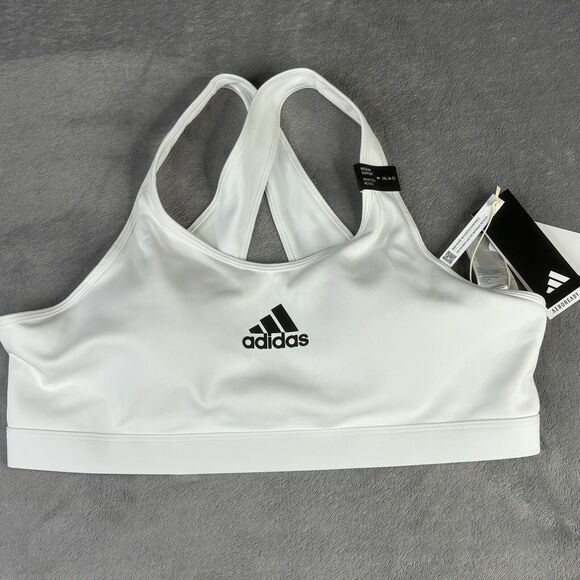 Adidas Sports Bra Womens Plus 2X White‎ PowerReact Train Medium-Support Bra new - Picture 7 of 11